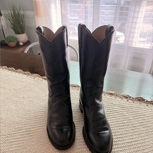 Vintage Justin Women's Roper Cowgirl Western Boots Deep Blue L 3057 Size 6.5 B